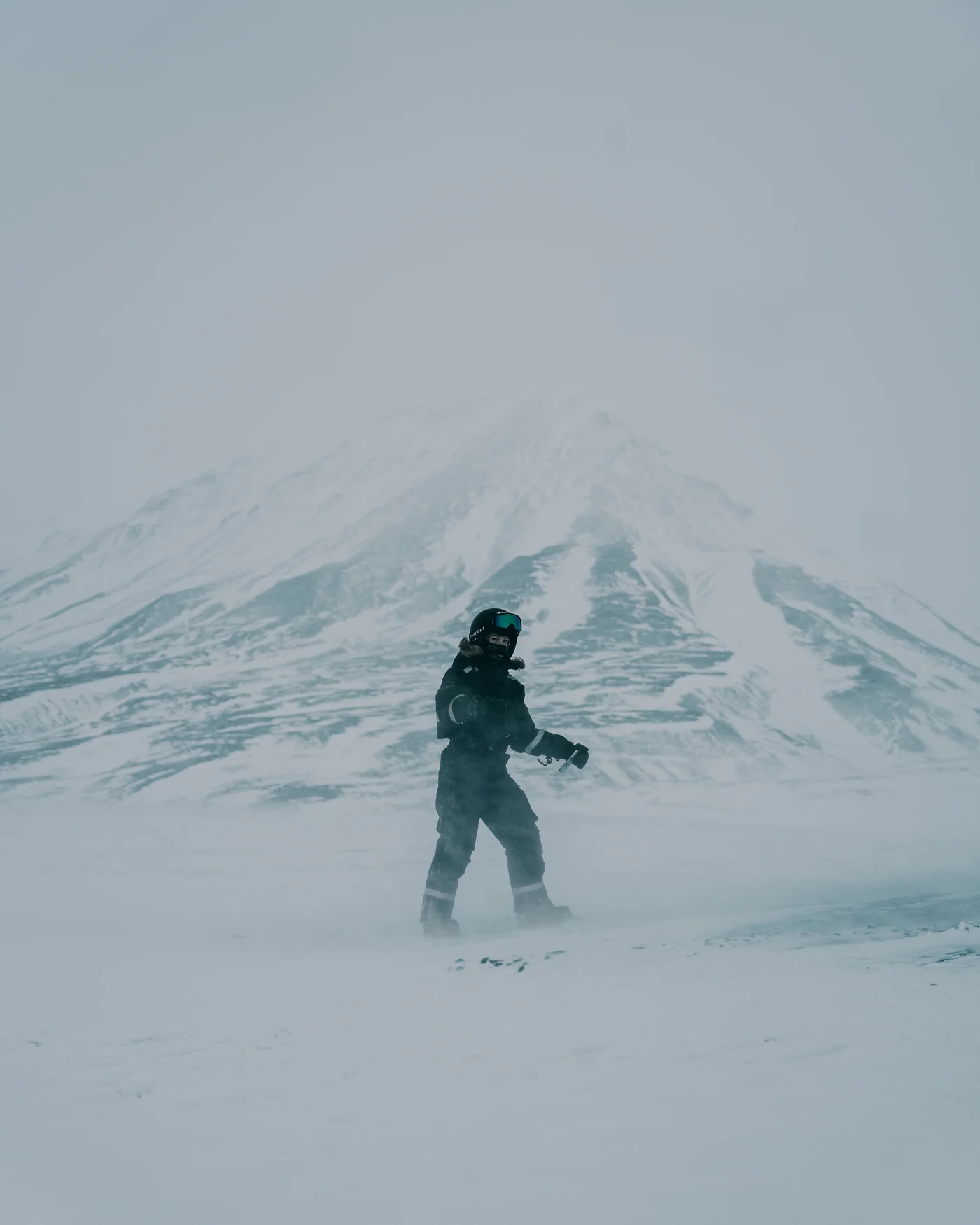 Crossing the ice in a whiteout, trusting the person ahead.